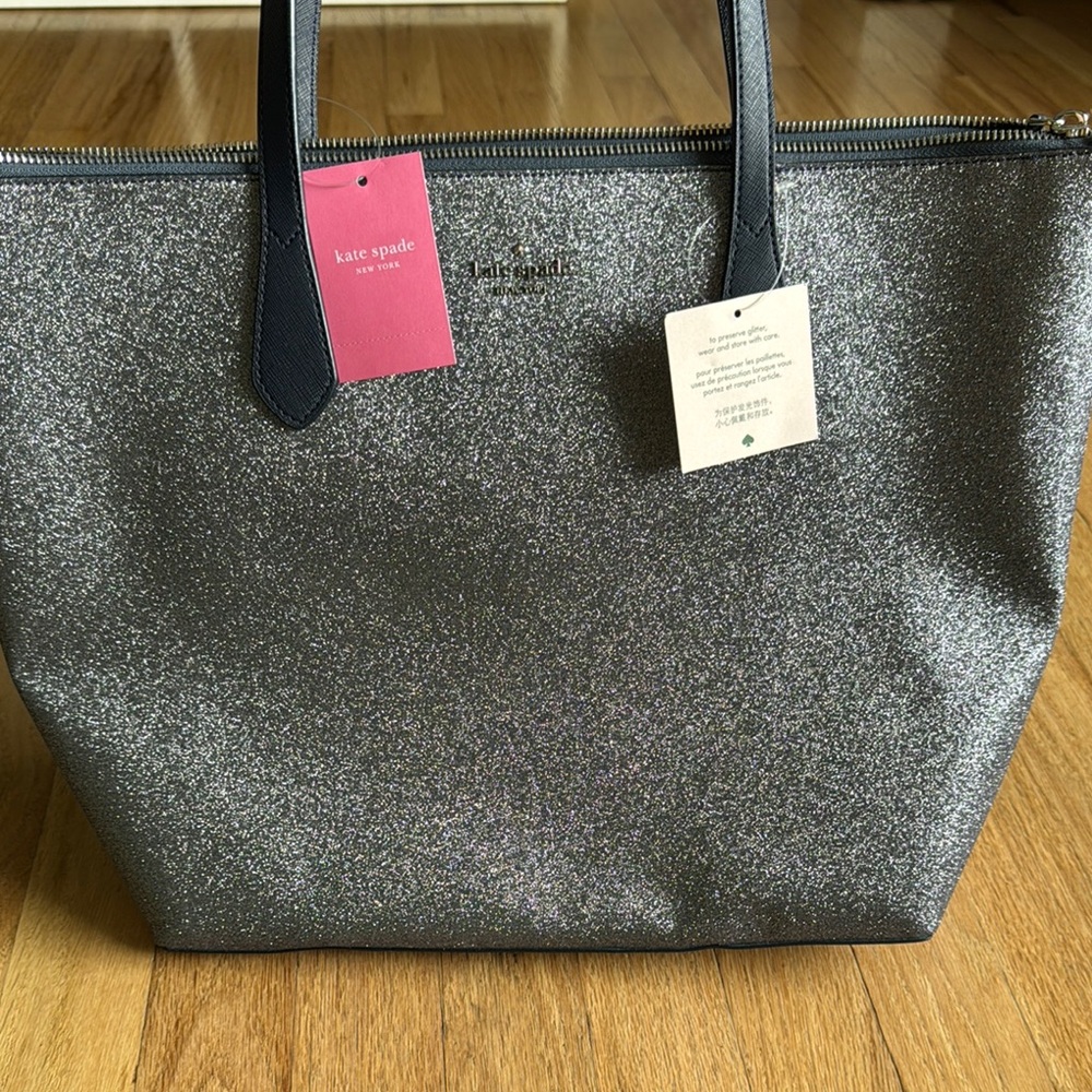 Kate Spade Silver Glitter Tote Bag